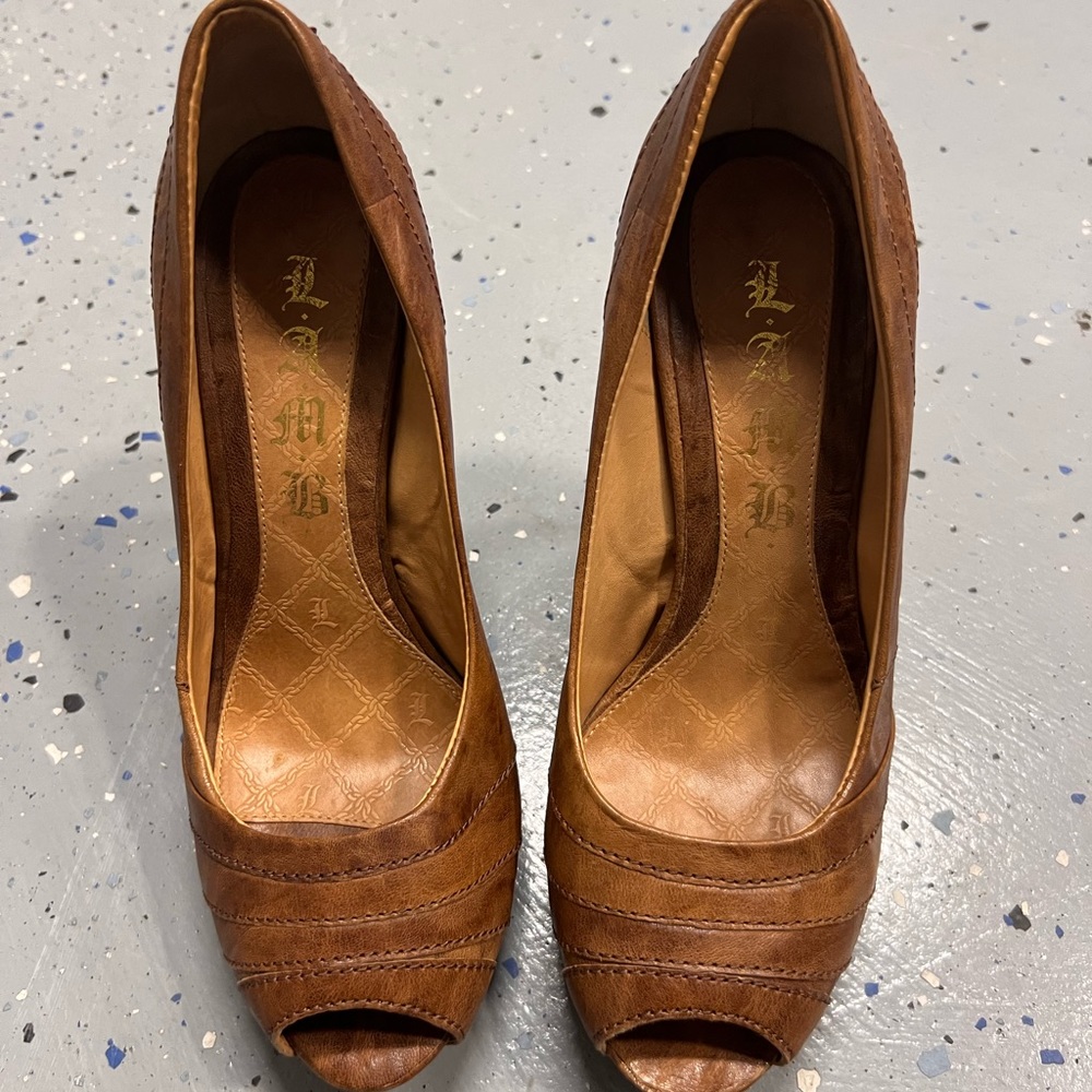 Leather brown L.A.M.B. Heels